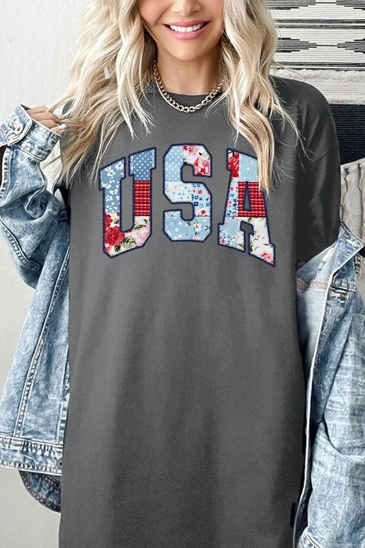 Vintage USA Patchwork Graphic Heavy Cotton Tee