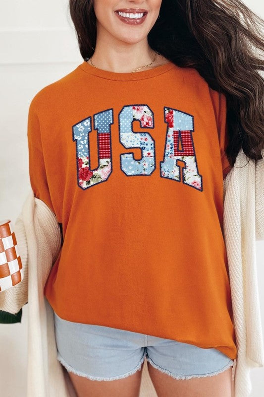 Vintage USA Patchwork Graphic Heavy Cotton Tee