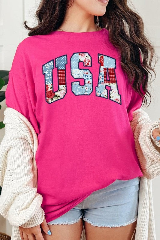 Vintage USA Patchwork Graphic Heavy Cotton Tee
