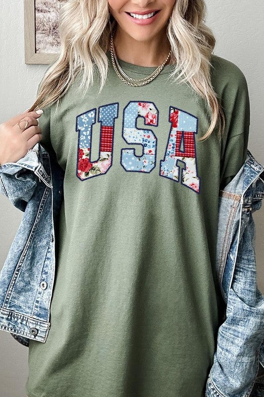 Vintage USA Patchwork Graphic Heavy Cotton Tee