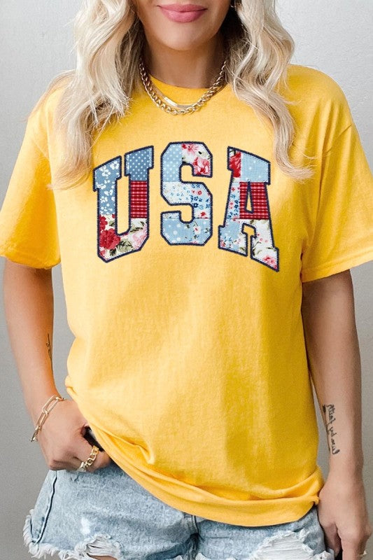 Vintage USA Patchwork Graphic Heavy Cotton Tee