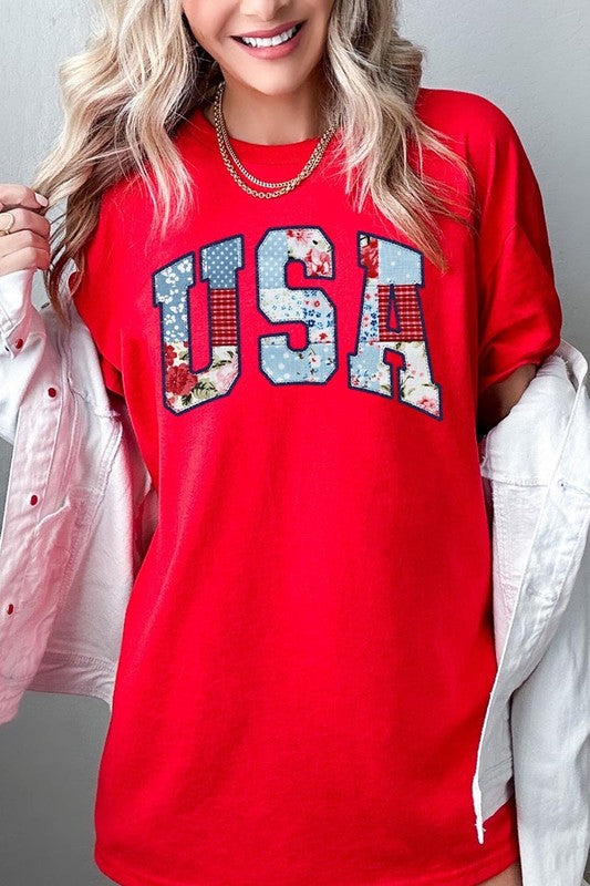 Vintage USA Patchwork Graphic Heavy Cotton Tee