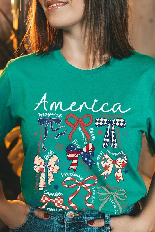 Christian Patriotic Bow Graphic Tee