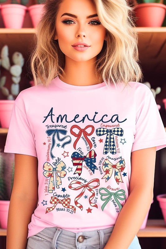 Christian Patriotic Bow Graphic Tee