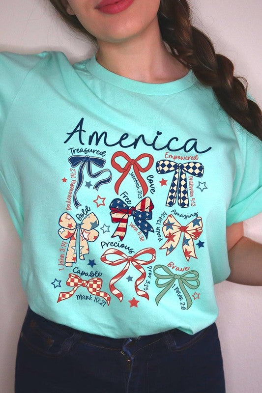 Christian Patriotic Bow Graphic Tee