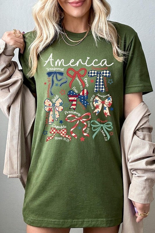 Christian Patriotic Bow Graphic Tee