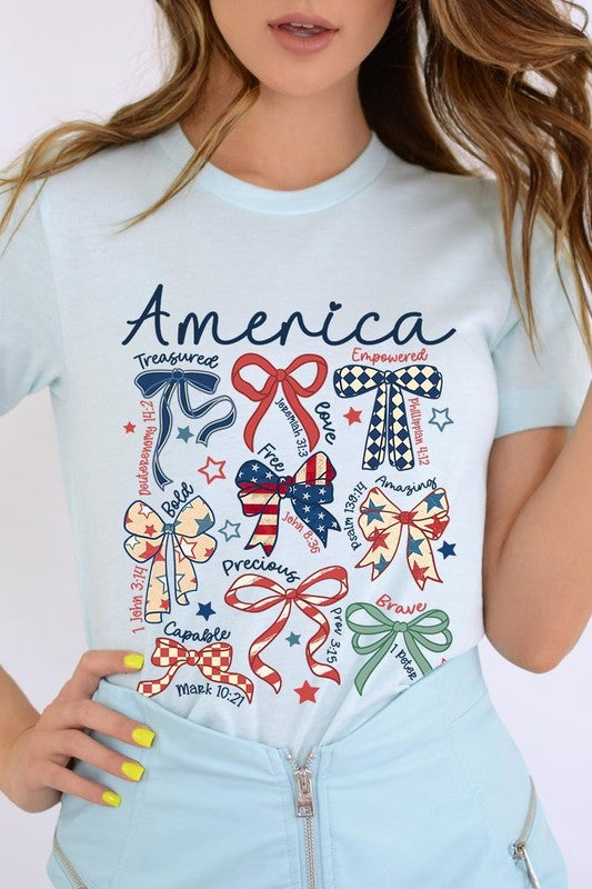 Christian Patriotic Bow Graphic Tee