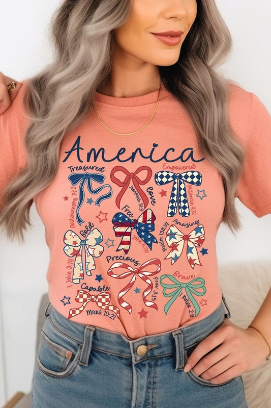 Christian Patriotic Bow Graphic Tee