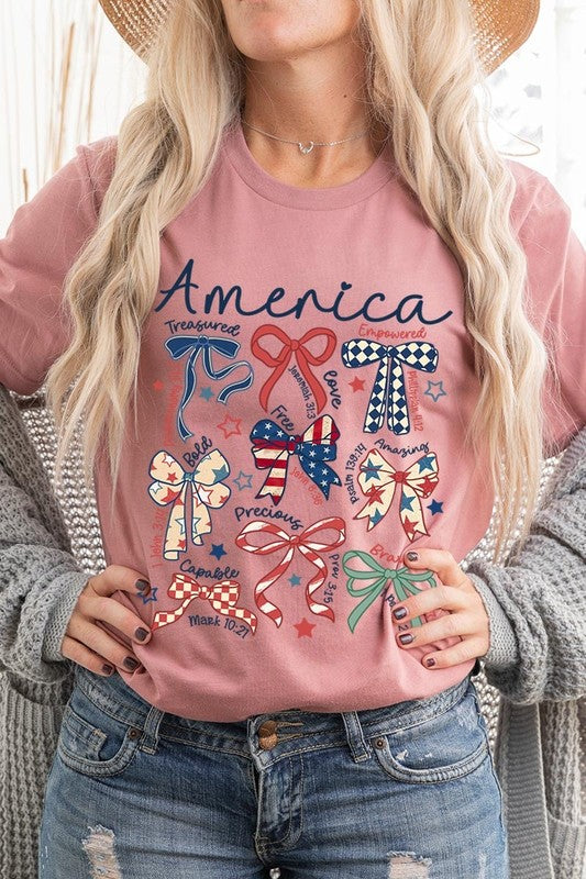 Christian Patriotic Bow Graphic Tee