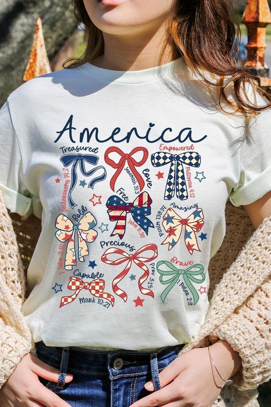 Christian Patriotic Bow Graphic Tee