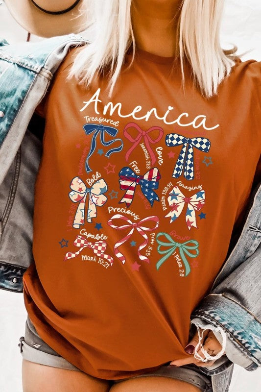 Christian Patriotic Bow Graphic Tee