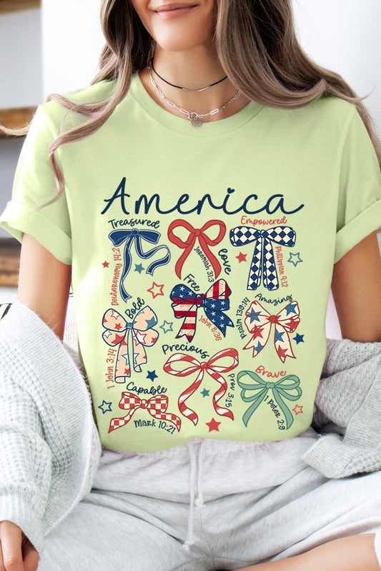 Christian Patriotic Bow Graphic Tee