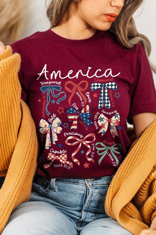 Christian Patriotic Bow Graphic Tee