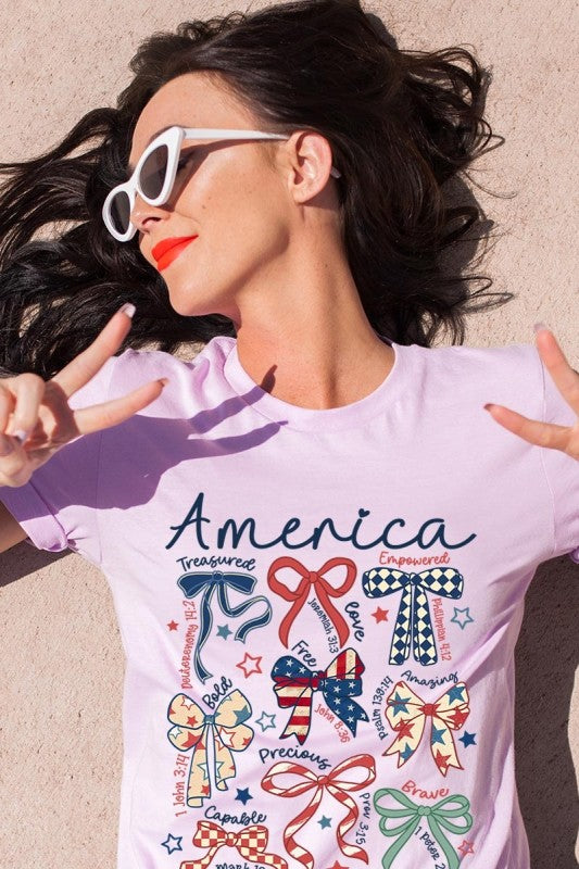 Christian Patriotic Bow Graphic Tee