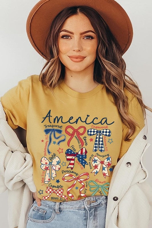 Christian Patriotic Bow Graphic Tee