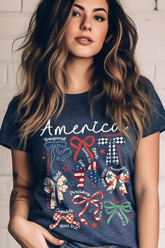 Christian Patriotic Bow Graphic Tee