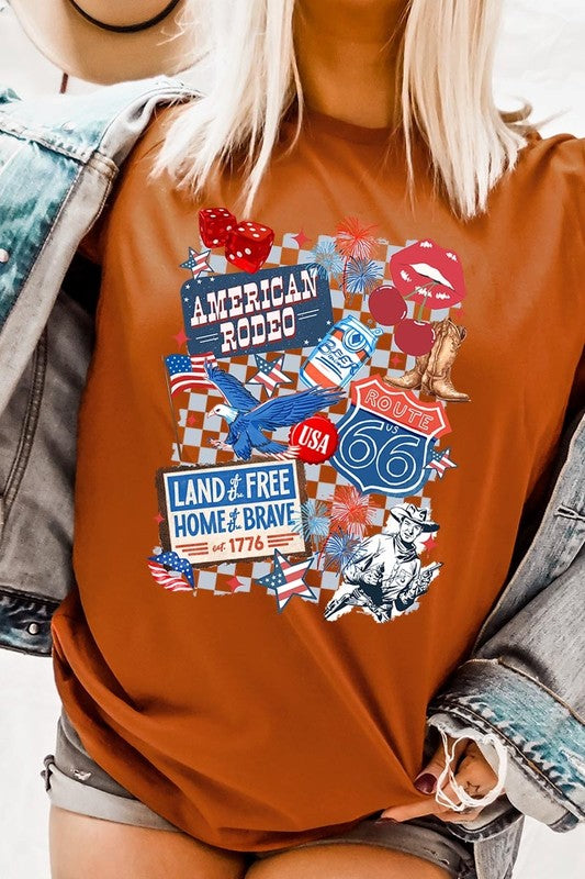 4th of July Collage Western Graphic Tee