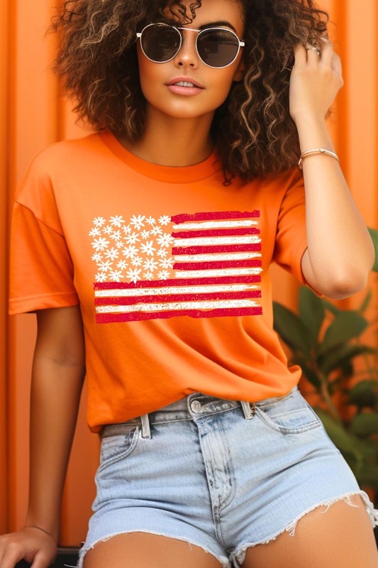 Floral American Flag Graphic Tee