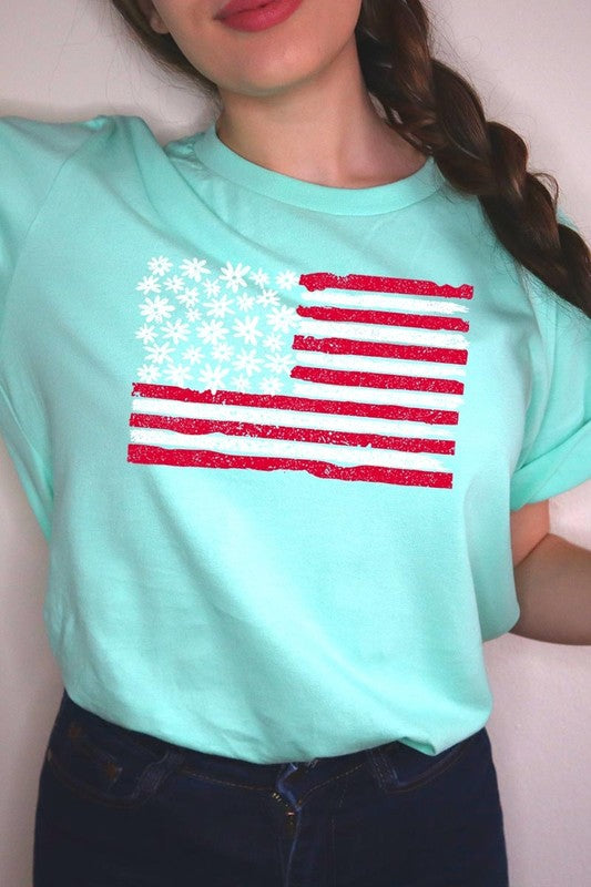 Floral American Flag Graphic Tee