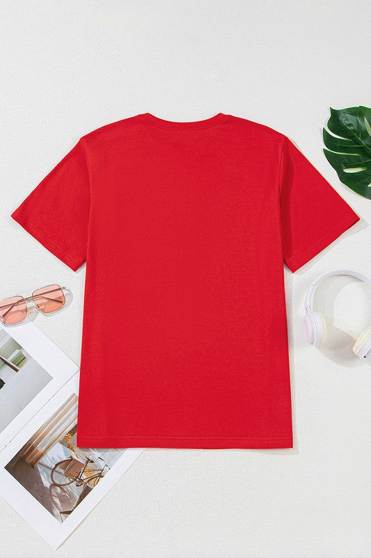 Red COWBOY Take Me Away Graphic Western Loose Tee
