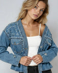 Miss Sparkling | Studded Detail Denim Jacket