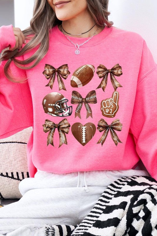 Cute Football and Bow Graphic Sweatshirt