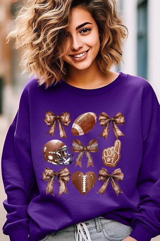 Cute Football and Bow Graphic Sweatshirt