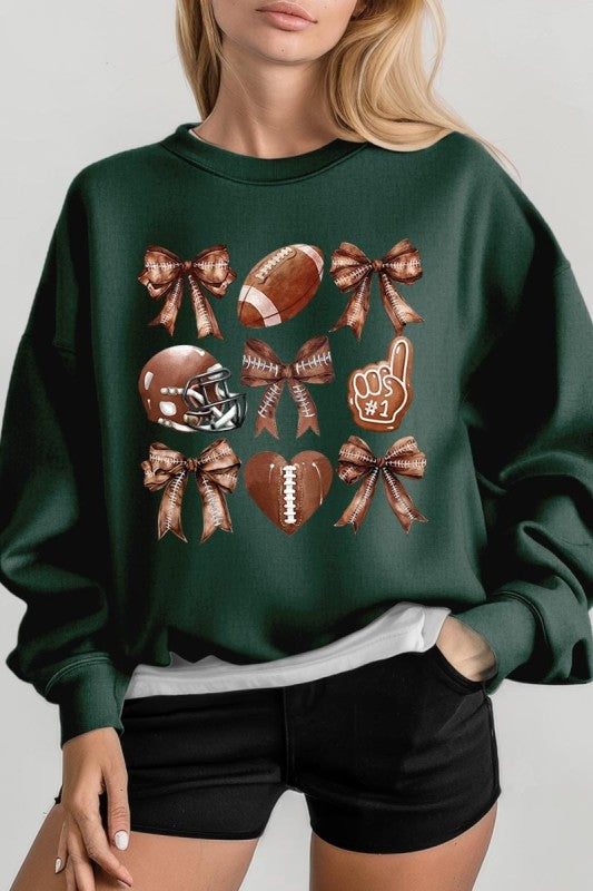Cute Football and Bow Graphic Sweatshirt