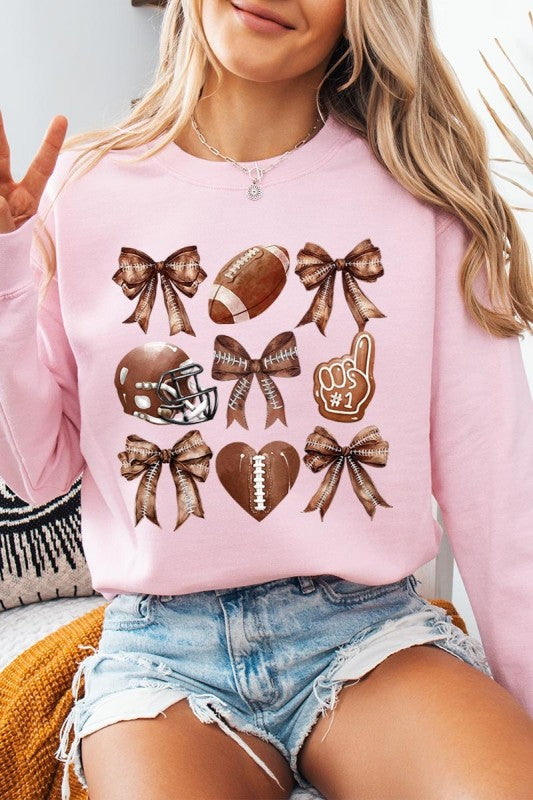 Cute Football and Bow Graphic Sweatshirt