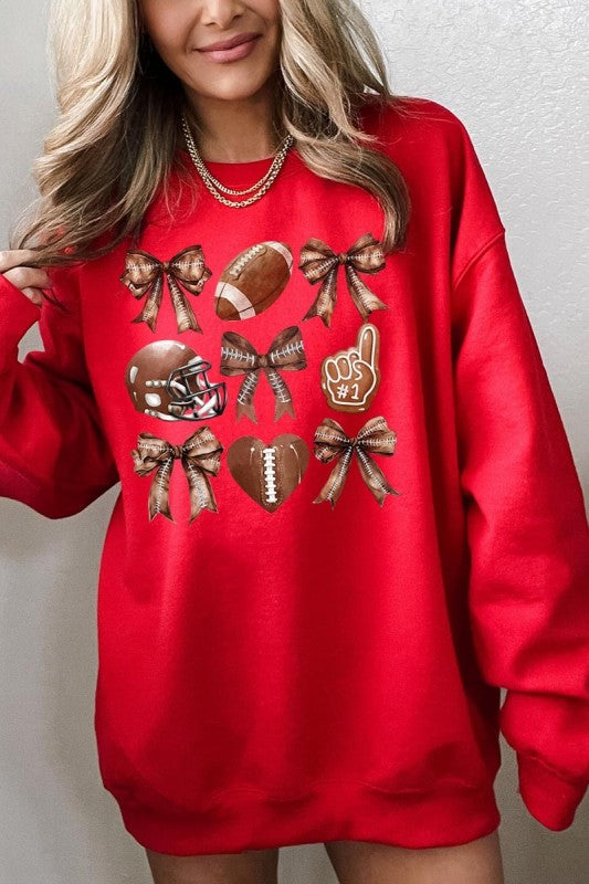 Cute Football and Bow Graphic Sweatshirt