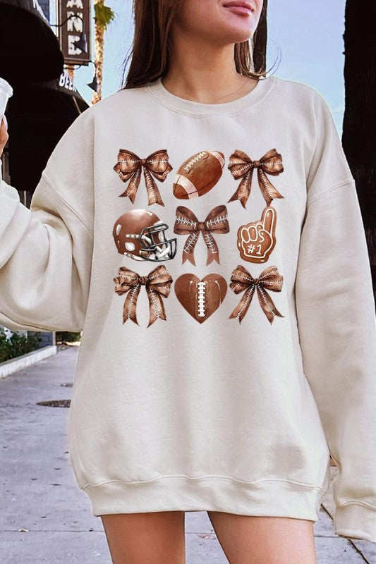 Cute Football and Bow Graphic Sweatshirt
