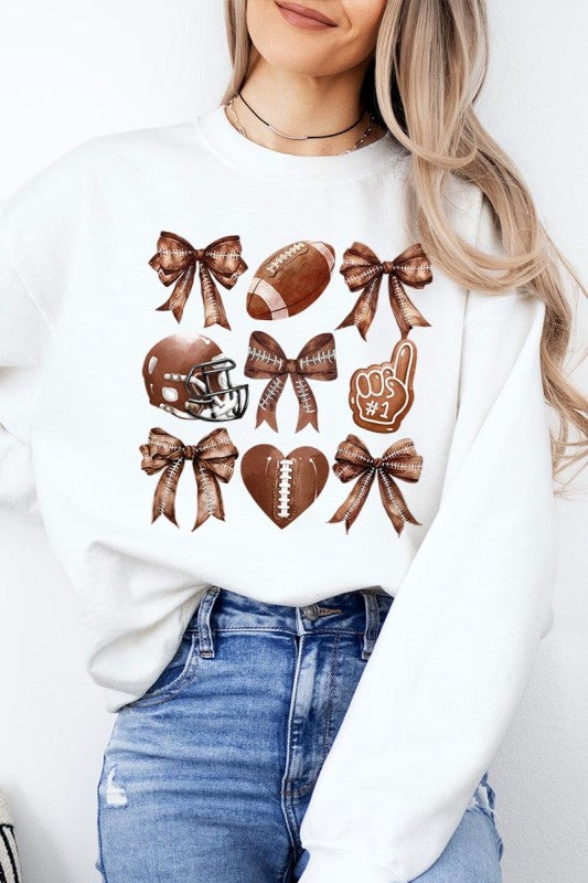 Cute Football and Bow Graphic Sweatshirt
