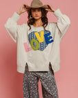 BiBi LOVE Heart Patch Slit French Terry Sweatshirt