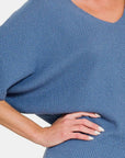 Zenana V-Neck Short Sleeve Dolman Sweater