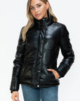 YMI Pocketed Zip Up Turtleneck Puffer Jacket