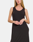 Zenana Scoop Neck Wide Strap Tank Dress