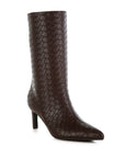 Mentha Woven Faux Leather Boots