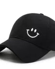 Cotton Adjustable Smiley Face Embroidered Hat - Online Only