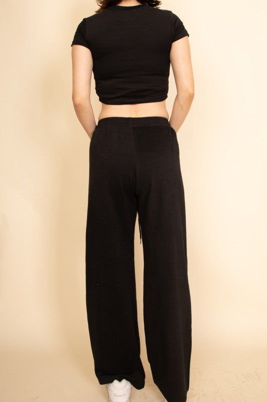 Relaxed Fit Top and Wide-Leg Pants Set
