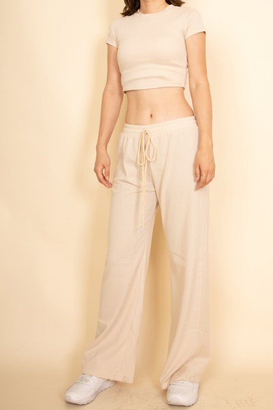 Relaxed Fit Top and Wide-Leg Pants Set