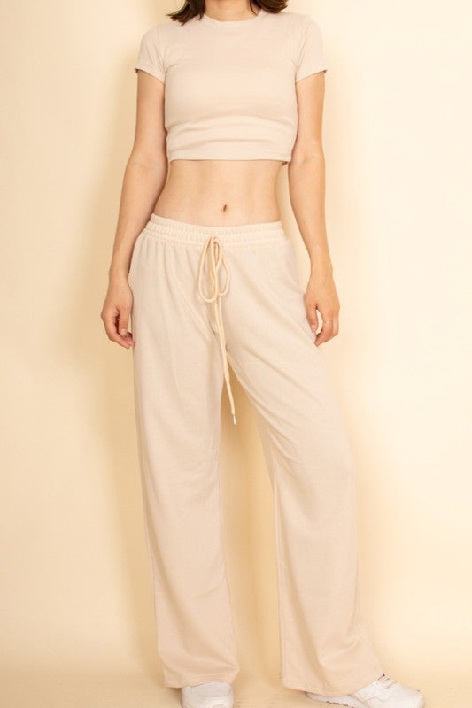 Relaxed Fit Top and Wide-Leg Pants Set