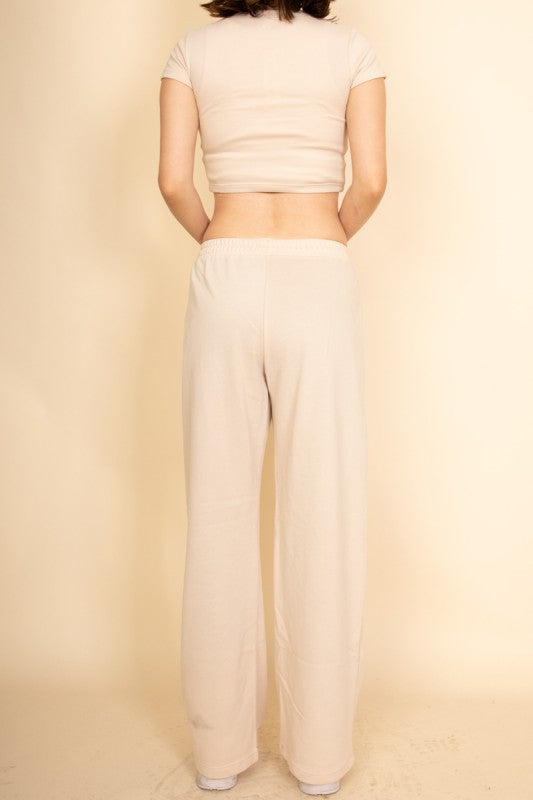 Relaxed Fit Top and Wide-Leg Pants Set