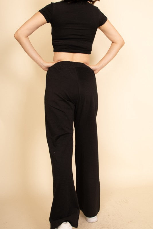 Relaxed Fit Top and Wide-Leg Pants Set