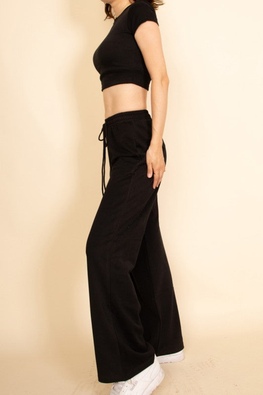 Relaxed Fit Top and Wide-Leg Pants Set