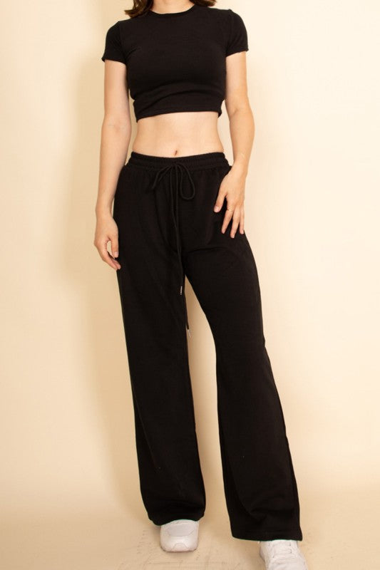 Relaxed Fit Top and Wide-Leg Pants Set