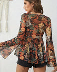 Miss Sparkling |Western Printed Bell Sleeve Blouse