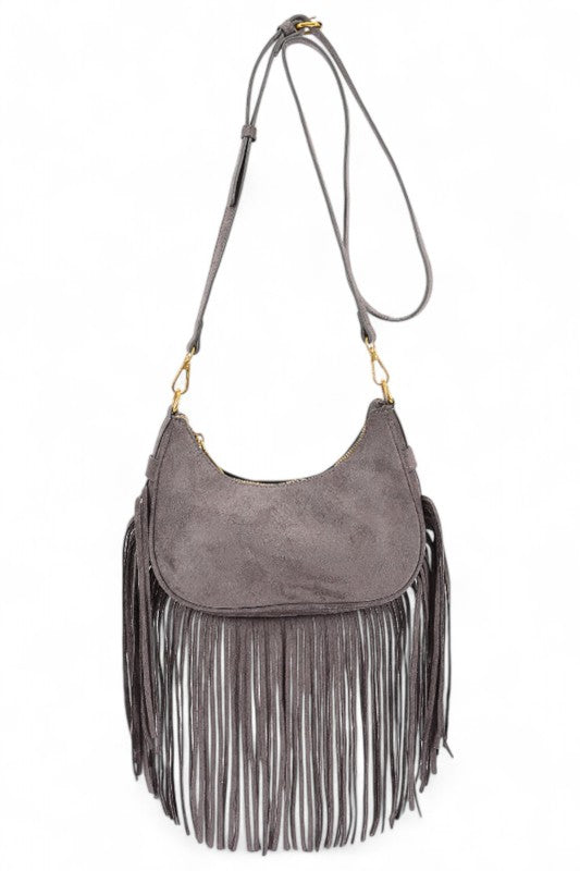 Faux Suede Fringe Boho Crossbody Bag | My Pampered Life Seattle