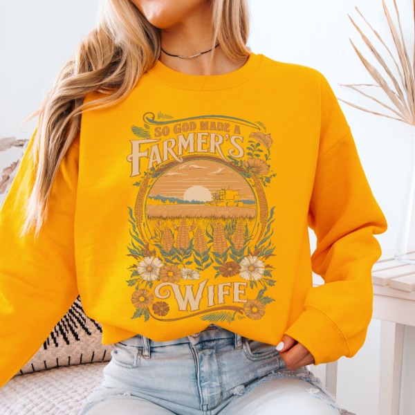PLUS Farmers Wife Christian graphic sweatshirt