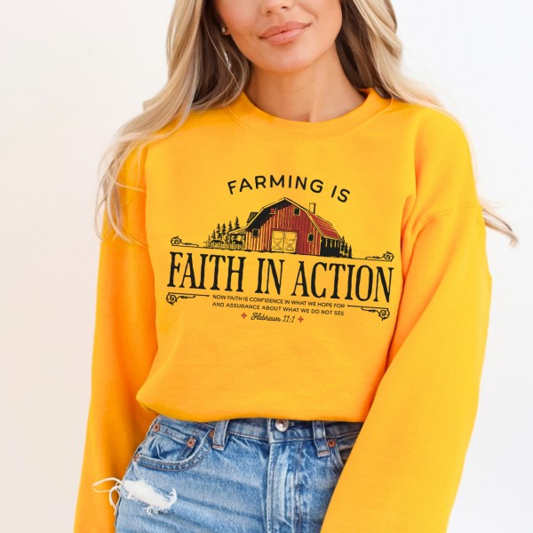 PLUS Faith Farming Christian graphic sweatshirt