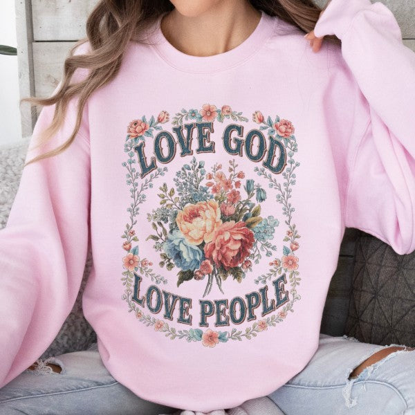 PLUS Love God floral Christian Graphic Sweatshirt